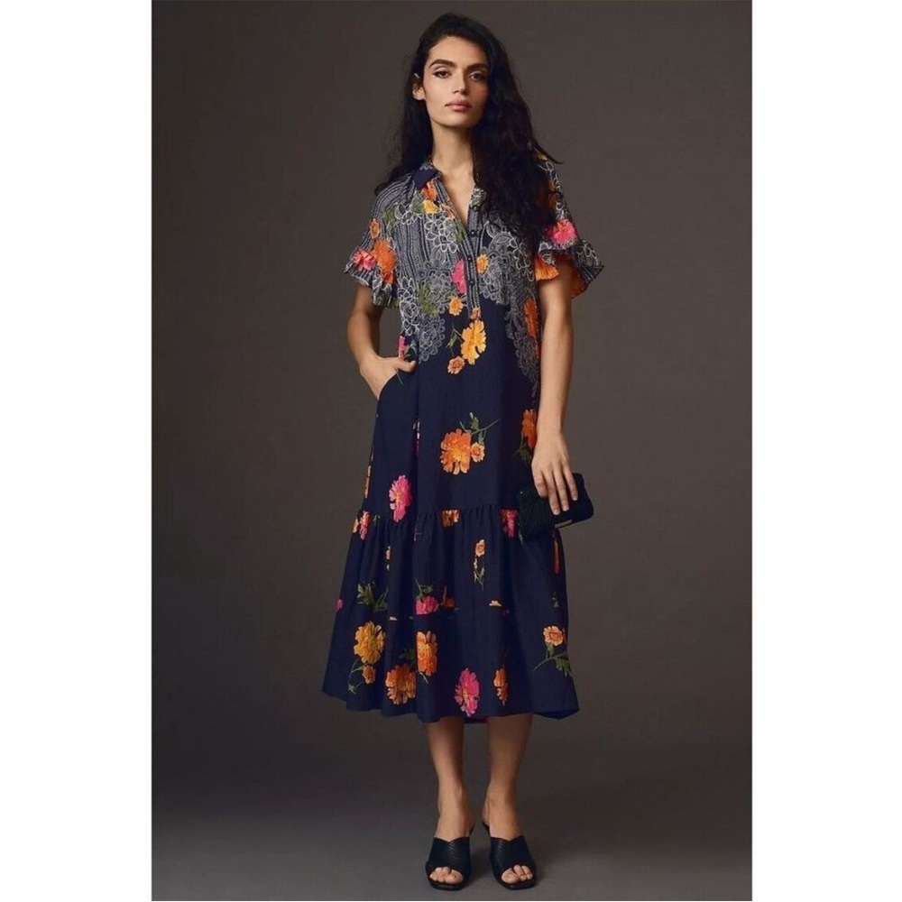 By Anthropologie Ruffle Sleeve Dress